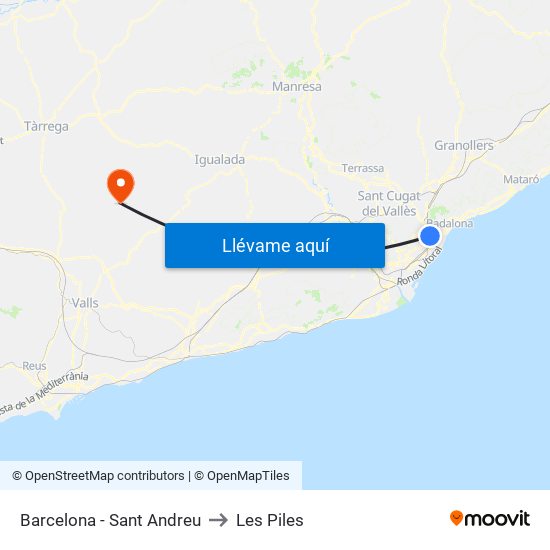 Barcelona - Sant Andreu to Les Piles map