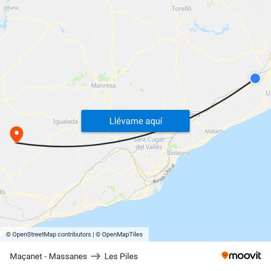 Maçanet - Massanes to Les Piles map