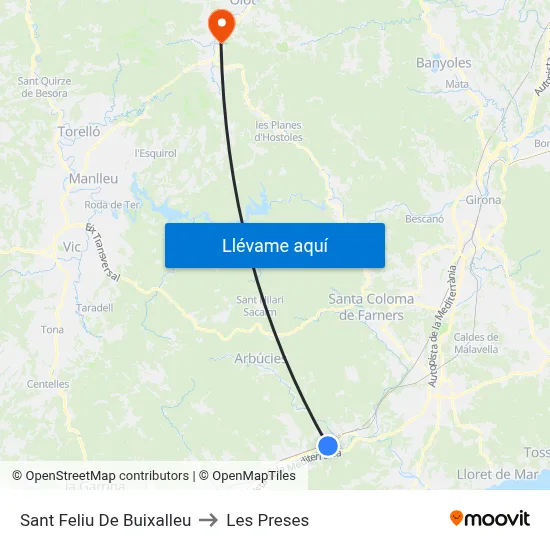 Sant Feliu De Buixalleu to Les Preses map