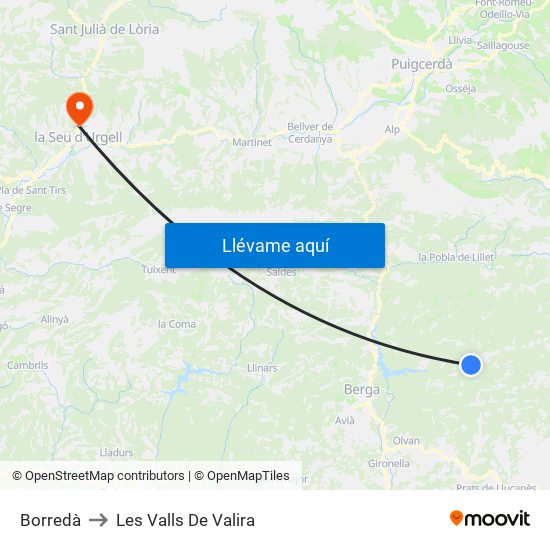 Borredà to Les Valls De Valira map