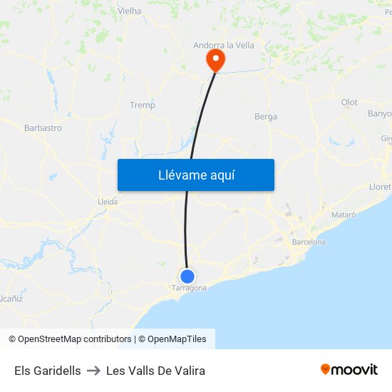 Els Garidells to Les Valls De Valira map