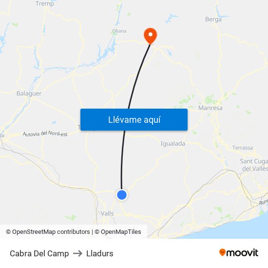 Cabra Del Camp to Lladurs map