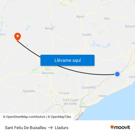 Sant Feliu De Buixalleu to Lladurs map