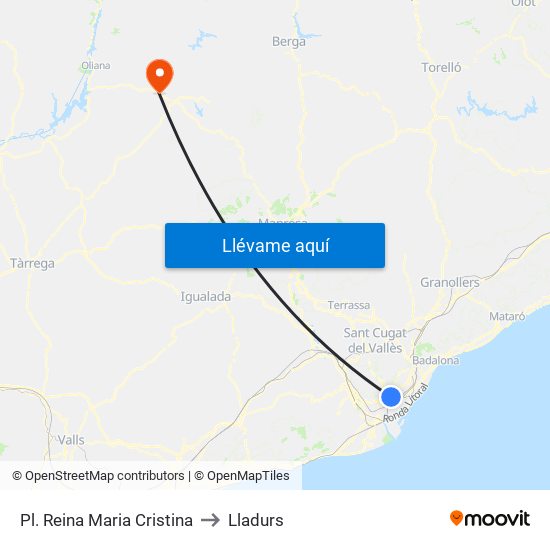Pl. Reina Maria Cristina to Lladurs map