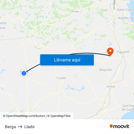 Berga to Lladó map