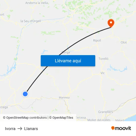 Ivorra to Llanars map