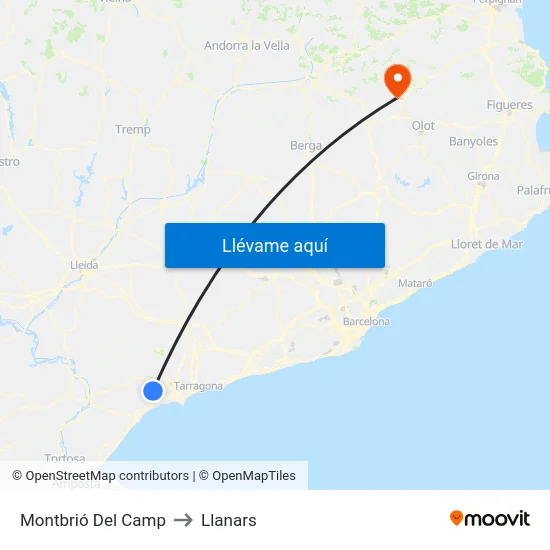 Montbrió Del Camp to Llanars map