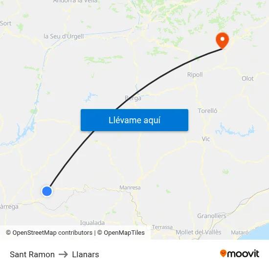 Sant Ramon to Llanars map