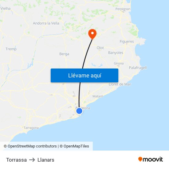 Torrassa to Llanars map