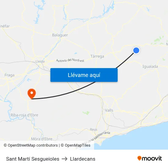 Sant Martí Sesgueioles to Llardecans map