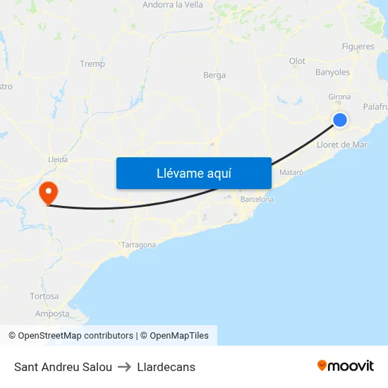 Sant Andreu Salou to Llardecans map