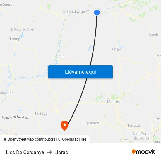 Lles De Cerdanya to Llorac map