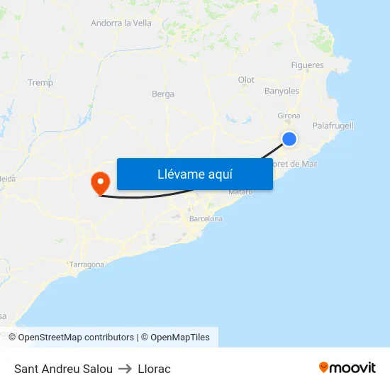 Sant Andreu Salou to Llorac map