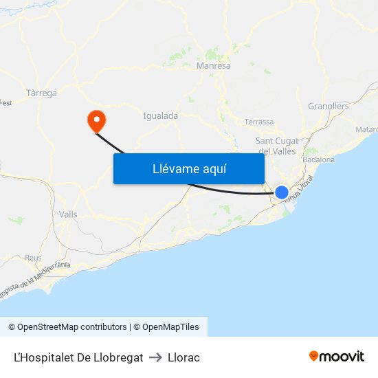 L’Hospitalet De Llobregat to Llorac map