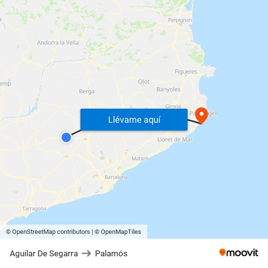 Aguilar De Segarra to Palamós map