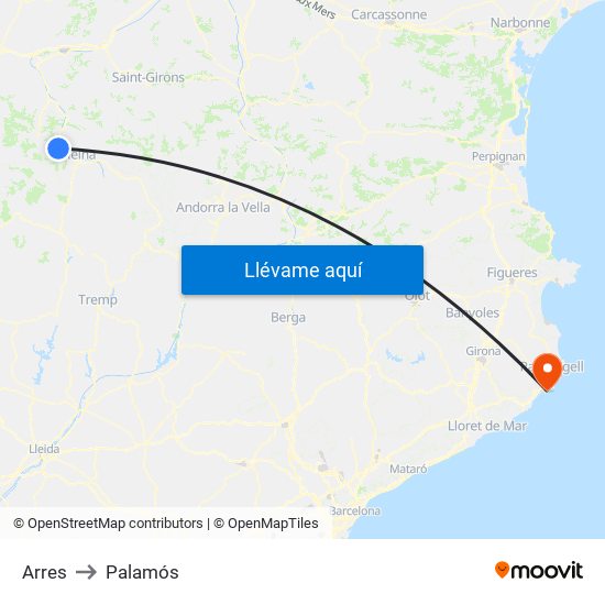 Arres to Palamós map