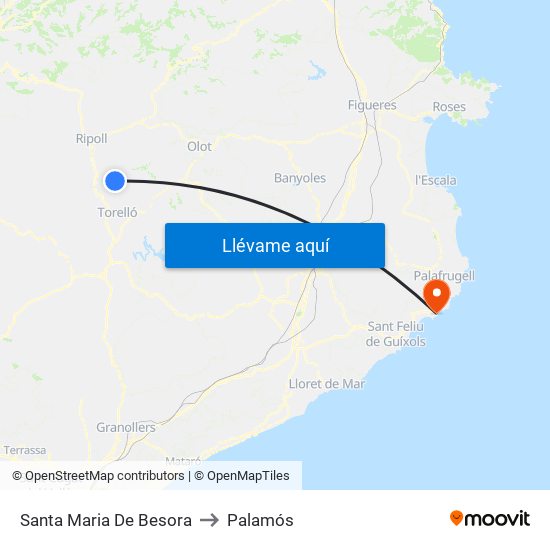 Santa Maria De Besora to Palamós map