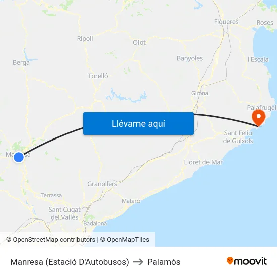 Manresa (Estació D'Autobusos) to Palamós map