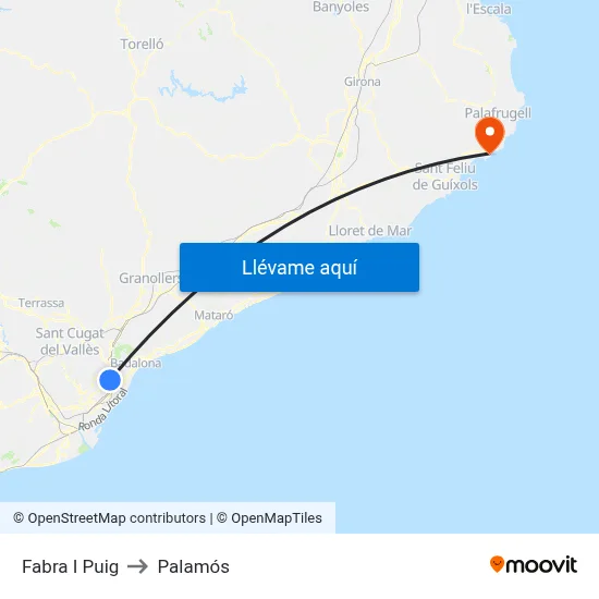 Fabra I Puig to Palamós map