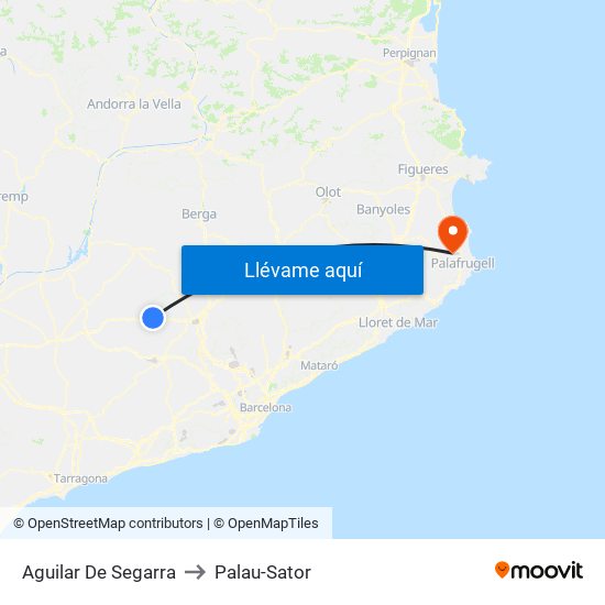 Aguilar De Segarra to Palau-Sator map