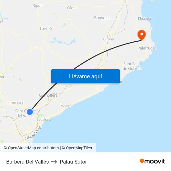 Barberà Del Vallès to Palau-Sator map