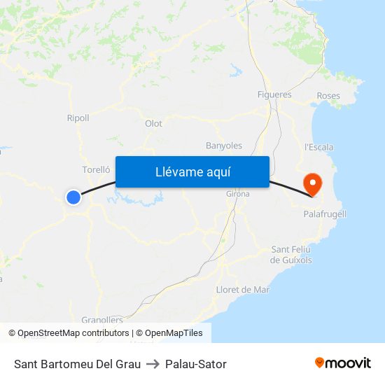Sant Bartomeu Del Grau to Palau-Sator map