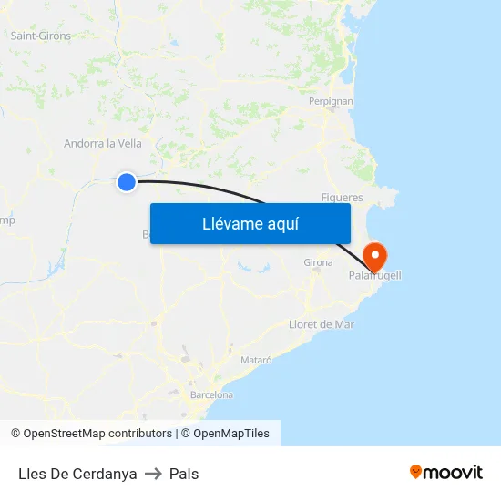 Lles De Cerdanya to Pals map