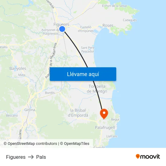 Figueres to Pals map