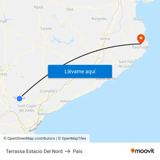 Terrassa Estacio Del Nord to Pals map