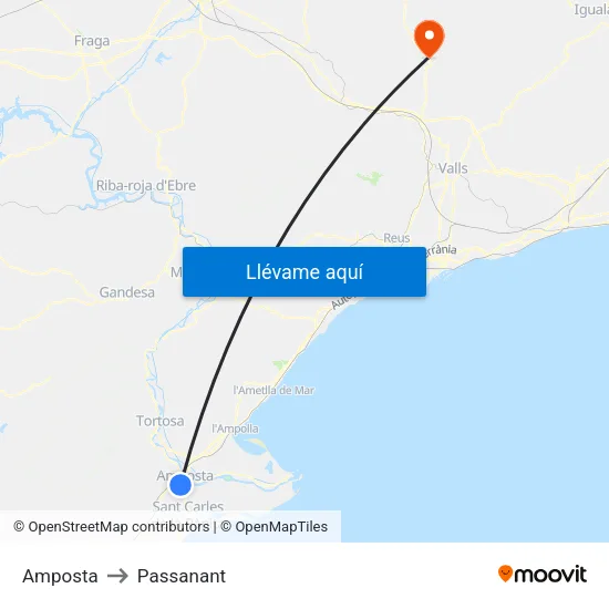 Amposta to Passanant map