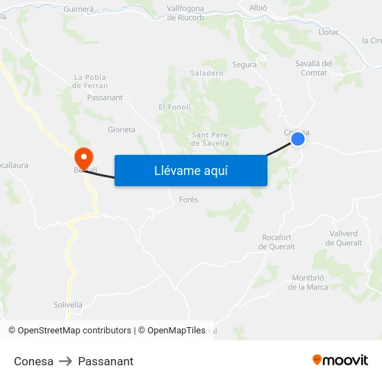 Conesa to Passanant map