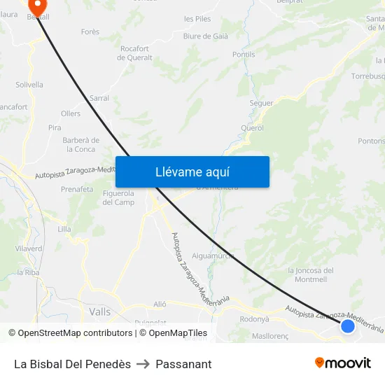 La Bisbal Del Penedès to Passanant map