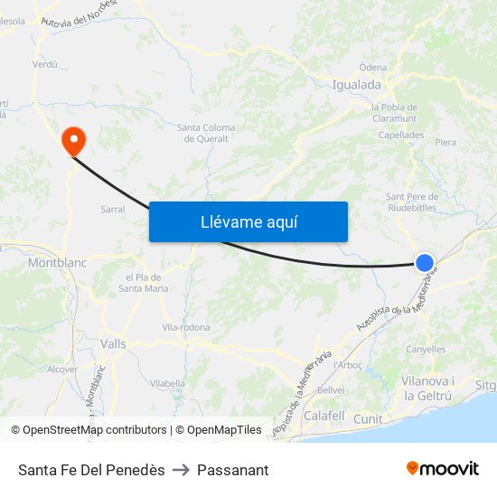 Santa Fe Del Penedès to Passanant map