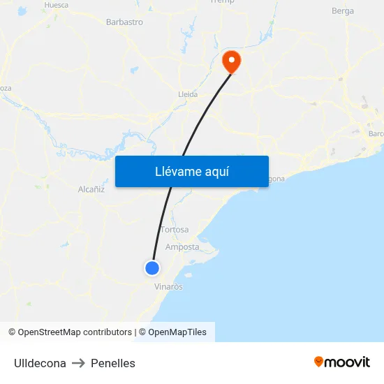 Ulldecona to Penelles map