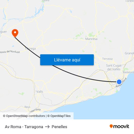 Av Roma - Tarragona to Penelles map