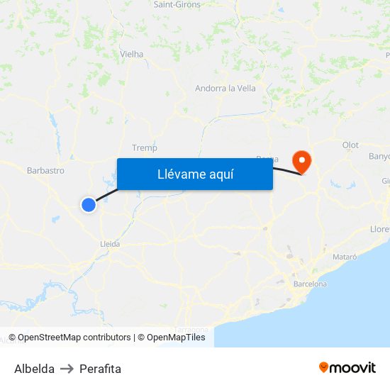 Albelda to Perafita map