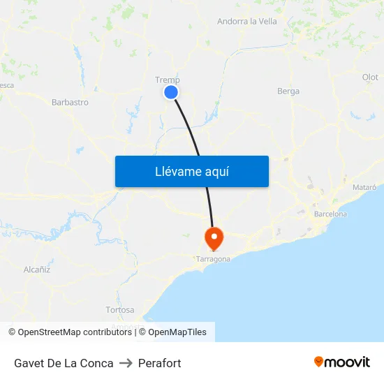 Gavet De La Conca to Perafort map