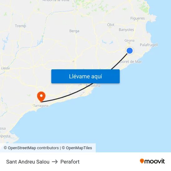 Sant Andreu Salou to Perafort map