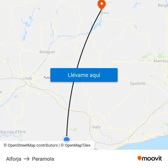 Alforja to Peramola map