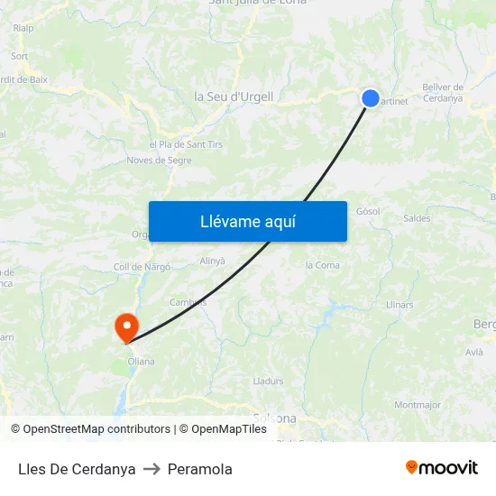Lles De Cerdanya to Peramola map