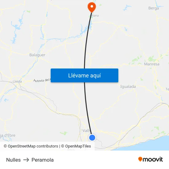 Nulles to Peramola map