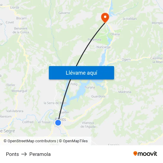 Ponts to Peramola map