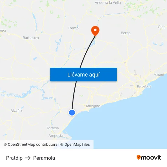 Pratdip to Peramola map