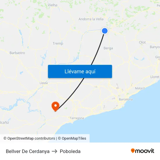 Bellver De Cerdanya to Poboleda map