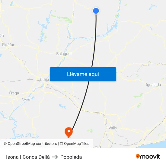 Isona I Conca Dellà to Poboleda map