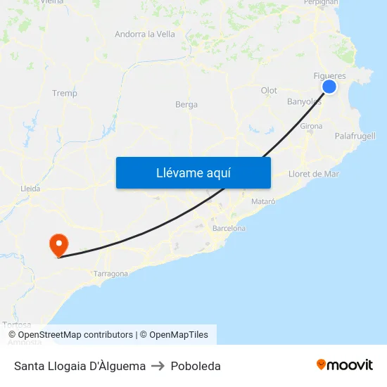 Santa Llogaia D'Àlguema to Poboleda map