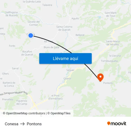 Conesa to Pontons map