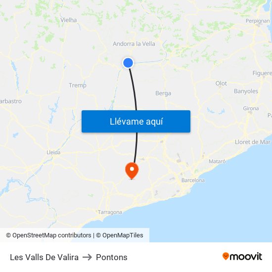 Les Valls De Valira to Pontons map