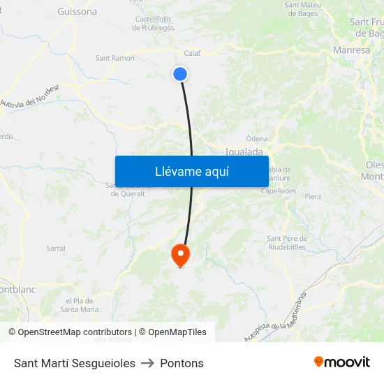 Sant Martí Sesgueioles to Pontons map