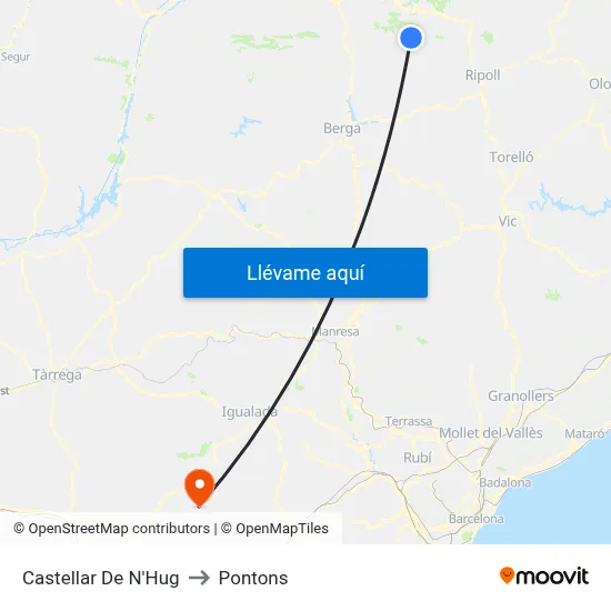 Castellar De N'Hug to Pontons map